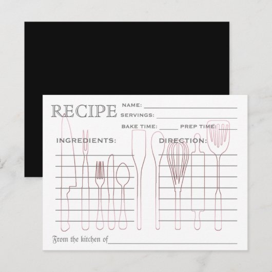 Retro Recipcard Keukengereedschappen Striped Briefkaart (Voorkant / Achterkant)
