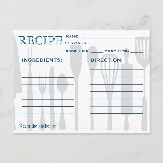 Retro Recipcard Keukengereedschappen Striped Briefkaart (Voorkant)