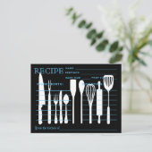 Retro Recipcard Keukengereedschappen Striped Briefkaart (Staand voorkant)