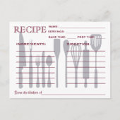 Retro Recipcard Keukengereedschappen Striped Briefkaart (Voorkant)
