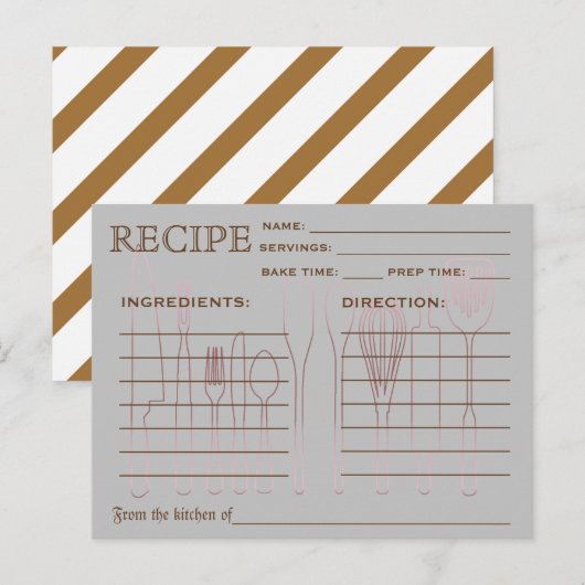 Retro Recipcard Keukengereedschappen Striped Briefkaart (Voorkant / Achterkant)
