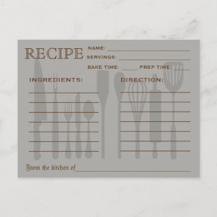 Retro Recipcard Keukengereedschappen Striped Briefkaart