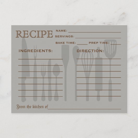 Retro Recipcard Keukengereedschappen Striped Briefkaart (Voorkant)