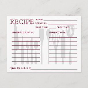 Retro Recipcard Keukengereedschappen Striped Briefkaart