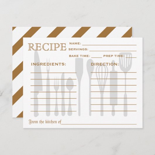 Retro Recipcard Keukengereedschappen Striped Briefkaart (Voorkant / Achterkant)