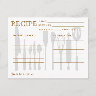 Retro Recipcard Keukengereedschappen Striped Briefkaart