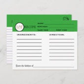 Retro Recipe Green Chef Kaart Keukengereedschappen (Voorkant / Achterkant)