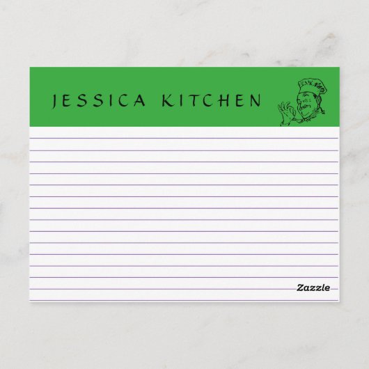 Retro Recipe Green Chef Kaart Keukengereedschappen (Achterkant)