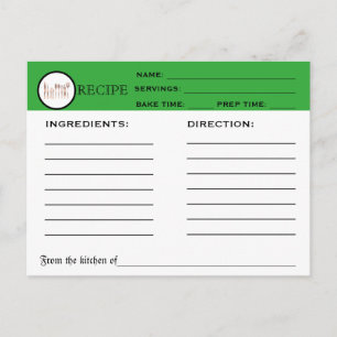 Retro Recipe Green Chef Kaart Keukengereedschappen