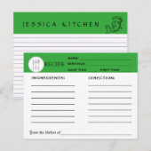 Retro Recipe Green Chef Kaart Keukengereedschappen (Voorkant / Achterkant)