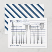 Retro Recipe Kaart Blue Striped (Voorkant / Achterkant)
