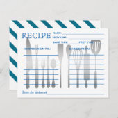 Retro Recipe Kaart Blue Striped (Voorkant / Achterkant)