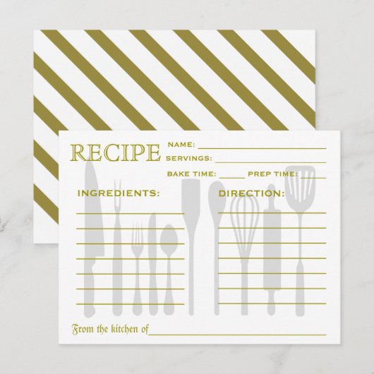 Retro Recipe Kaart Green Striped (Voorkant / Achterkant)