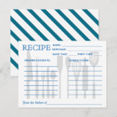 Retro Recipe Kaart Keukengereedschappen Blauw gest (Voorkant / Achterkant)