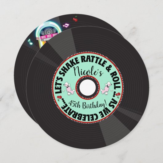 Retro Record 1950'S 50'S 50ste verjaardag Birthday Kaart (Voorkant / Achterkant)