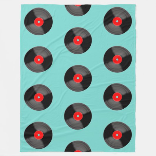 Retro Record Dekbed  Fleece Deken (Voorkant)