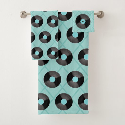 Retro Record douche badhanddoek set Bad Handdoek (Insitu)