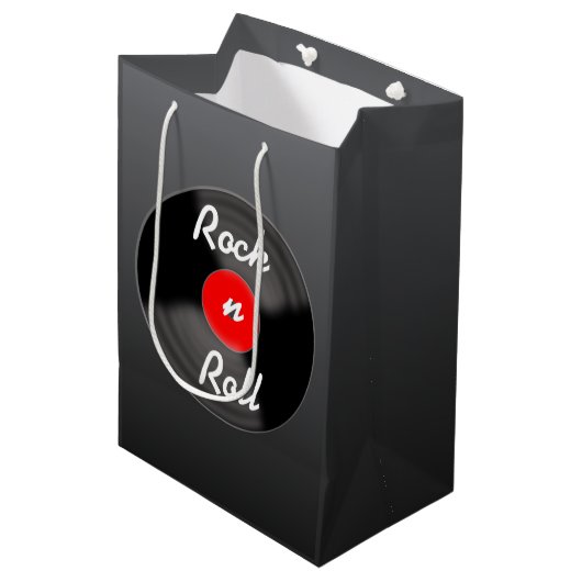 Retro Record Gift Bag Medium Cadeauzakje (Voorkant Gekanteld)