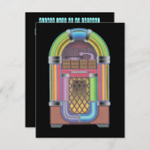 Retro Record Hop Jukebox Music Reunion Uitnodiging (Voorkant / Achterkant)