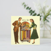 Retro Record Hop Sock Hop Jukebox Music Uitnodigin Kaart (Staand voorkant)