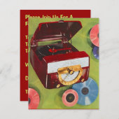Retro Record Hop Sock Hop Turend Time Uitnodiging (Voorkant / Achterkant)