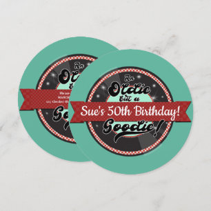 Retro Record lint Fifties 50 Birthday Party Kaart