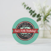 Retro Record Lint Fifties 50's Verjaardagsfeest Kaart (Staand voorkant)