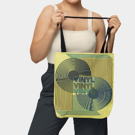 Retro Record Mid Century Modern Line Art Vinyl Tote Bag
