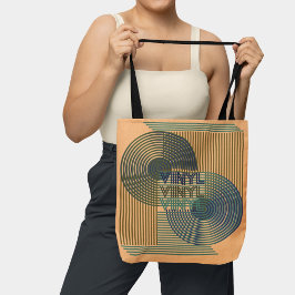 Retro Record Mid Century Modern Line Art Vinyl Tote Bag