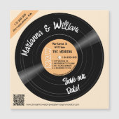Retro Record Monogram QR Magnet Save the Date (Voorkant)