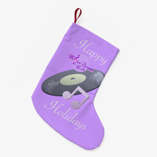 Retro Record Paarse kerst kous Kleine Kerstsok (Voorkant (Hangend))