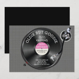 Retro Record Platenspeler Birthday Party Invitatio Kaart