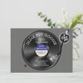Retro Record Platenspeler Verjaardagsfeestuitnodig Kaart (Staand voorkant)