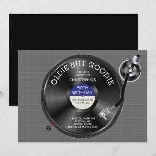 Retro Record Platenspeler Verjaardagsfeestuitnodig Kaart