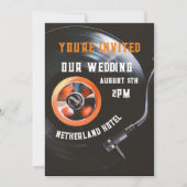 RETRO RECORD PLAYER CUSTOM WEDDING INVITATIONS KAART (Voorkant)