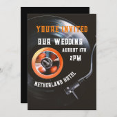 RETRO RECORD PLAYER CUSTOM WEDDING INVITATIONS KAART (Voorkant / Achterkant)