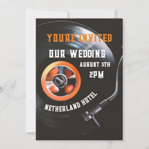 RETRO RECORD PLAYER CUSTOM WEDDING INVITATIONS KAART