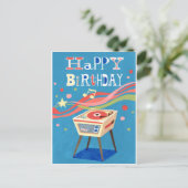 Retro Record Player Happy Birthday Briefkaart (Staand voorkant)