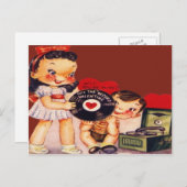 Retro Record Player Valentijn Kaart (Voorkant / Achterkant)