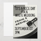 RETRO RECORD PLAYER WHITE WEDDING INVITATIONS KAART (Voorkant / Achterkant)