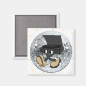 Retro Record Speler Karakter Vierkante Magneet (Voorkant / Achterkant)