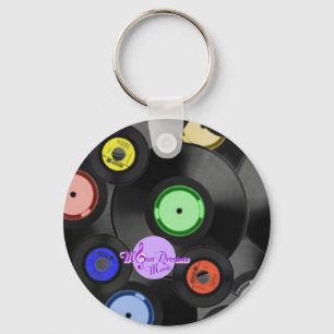 Retro Records Button Sleutelhanger
