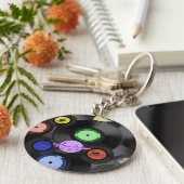 Retro Records Button Sleutelhanger (Zijkant)