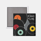 Retro Records Schoon/Vuile Vaatwasser Magneet (Voorkant / Achterkant)