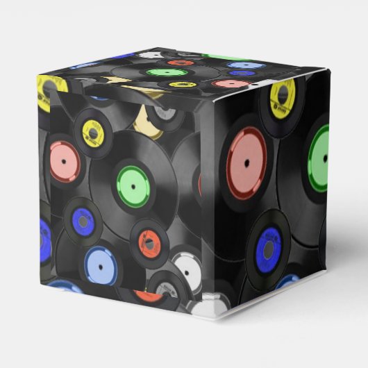 Retro Records Square Favor Box Bedankdoosjes (Achterkant)