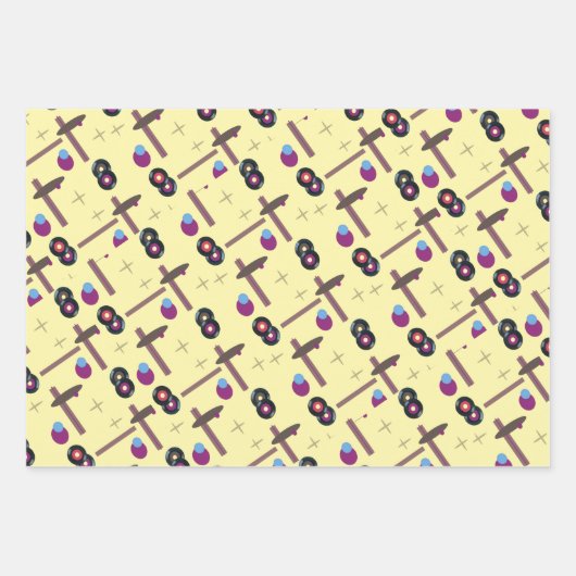 Retro Records Stijl 1- Geel Inpakpapier Vel (Voorkant)