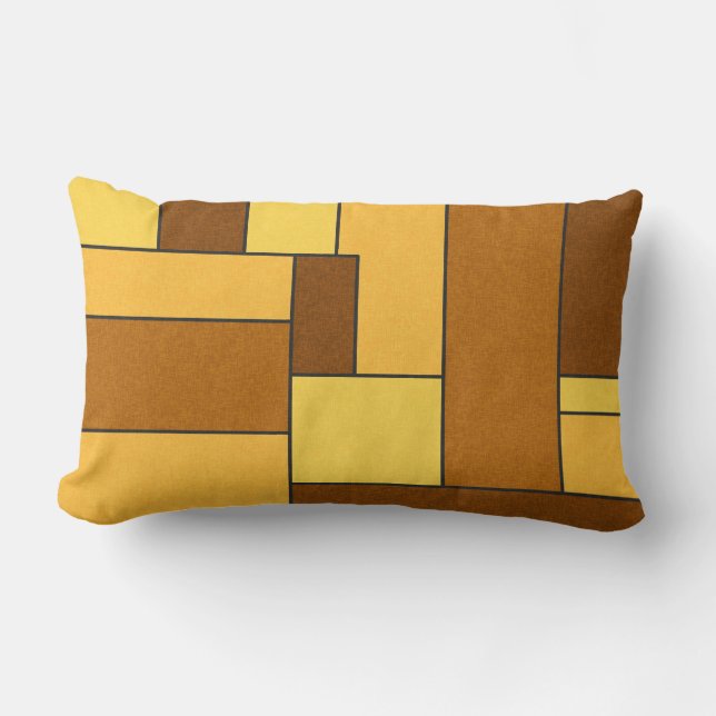 RETRO RECTANGLES BROWN YELLOW SINAASAPPELS PATTERN KUSSEN (Voorkant)