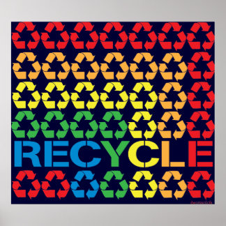 Retro Recyclen afdrukken Poster