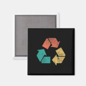 Retro Recyclen Logo Mannen op de Aarde van de Natu Magneet (Voorkant / Achterkant)