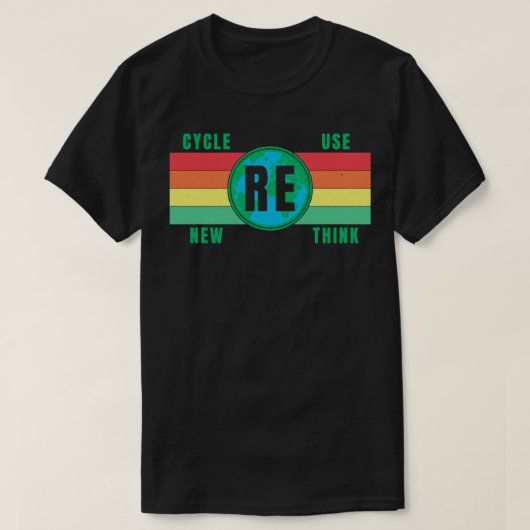 Retro Recyclen Reuse Vernieuw Rethink T-shirt (Design voorkant)